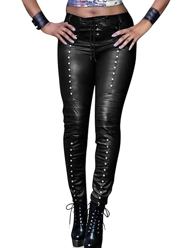 Women's Faux Leather Leggings Gothic Punk Skinny PU Leather Pants