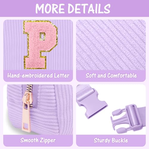Image of Gitus Girls Birthday Gifts for 10-16 Year Olds - Initial Fanny Pack Belt Bag Crossbody Bag - Trendy Personalized Preppy Stuff (Lavender-P)