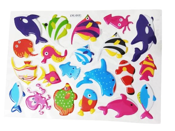 3D Ocean Animal Stickers for Kids – Assorted Sea Life Wall & Craft Stickers | Vibrant & Removable Aquarium-Themed Stickers | Party Decorations & Gifts (21 Pieces)-image-30