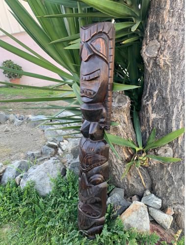 Set de estatuas talladas de dioses Tiki hawaianos 39 x 6 pulg miniatura 5