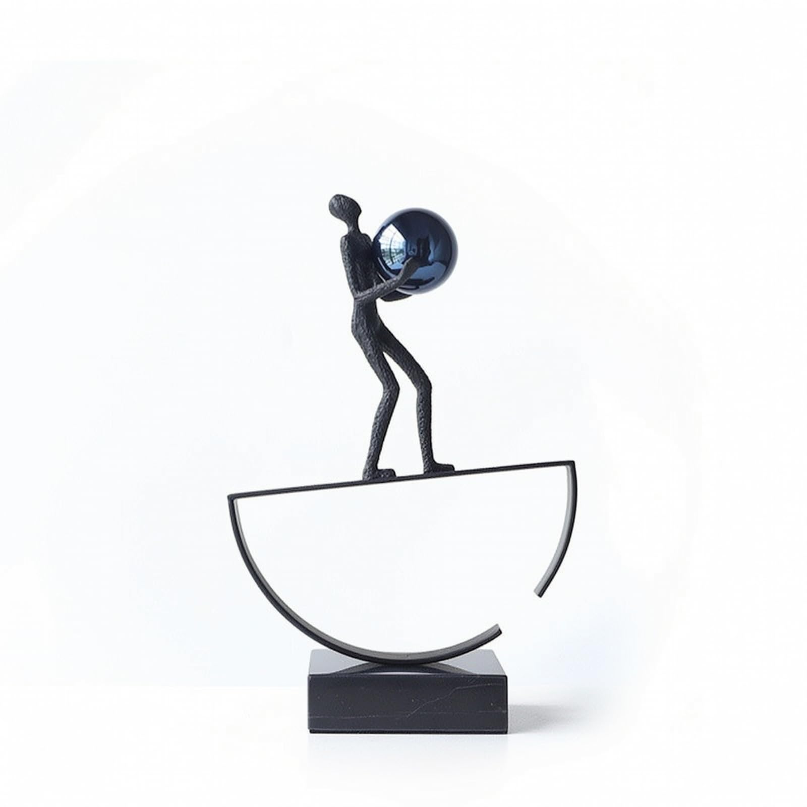 Figura con Esfera Texturizada Escultura No Representativa Minimalista Escultura No Representativa para Estantería, Oficina, Dorado