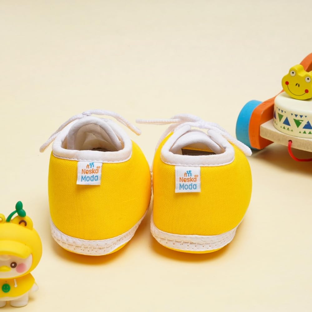 Neska Moda Unisex Baby Booties For 6 to 12 Months (Yellow) 2