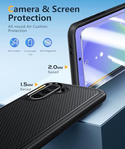 Image of FNTCASE for Galaxy A36-5G Phone Case - A56-5G Military Grade Drop Protection, 14ft Drop Tested, Screen Protector Included, Anti-Slip Matte Textured, TPU+PC Dual Layer Shockproof Cover (Black)