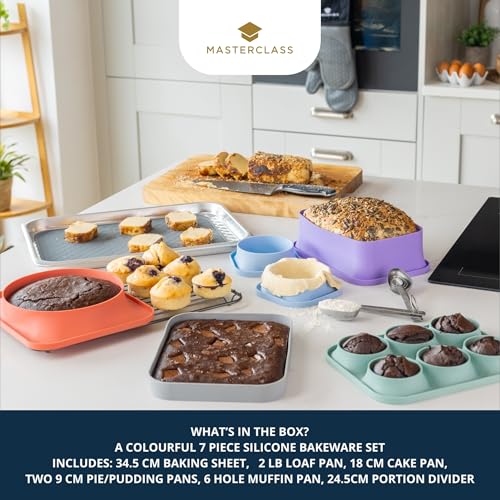 MasterClass Silicone Bakeware Set Made from Non-Toxic, Non-Stick, Durable, Water, Heat Resistant Baking Essentials, Dishwasher, Microwave, Oven Safe, Includes Silicone Baking Sheet, 7 PC - Image 4