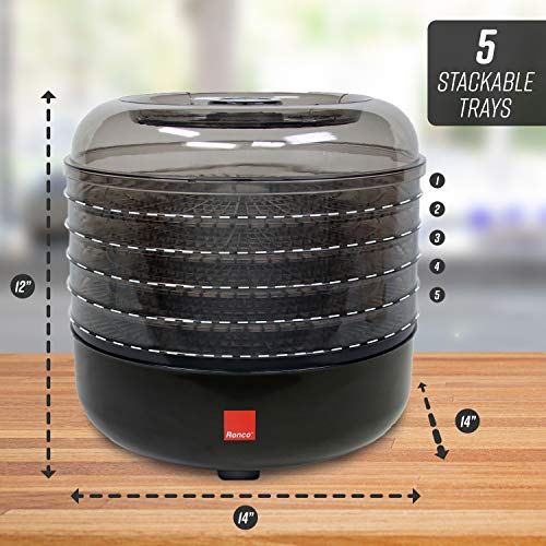 Ronco Máquina de carne bovina, desidratador de 5 bandejas com kit de 5 peças, conservador de aliment