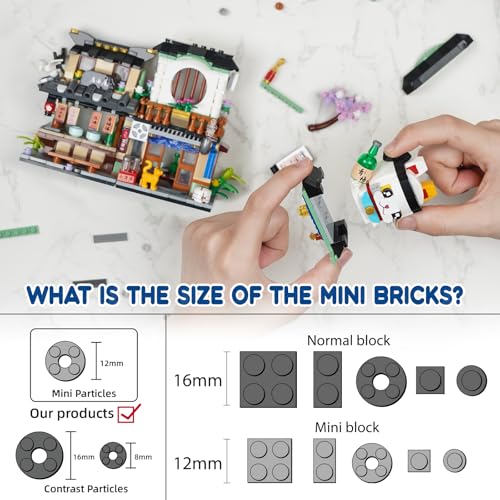 Image of NEWABWN Japanese Street View Izakaya Shop Mini Building Blocks, MOC Creative Cute Japanese Toys Model Set, 809 PCS Simulation Architecture Construction Toy, Gift for Adults Kids Girls Boys 6-12