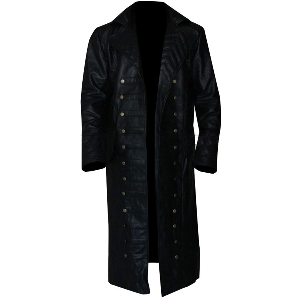 Disfraz de Pirata de Halloween para Hombre, colección de Ropa de Piel/Lana Negro D1 Black Pirate Coat Faux Leather XS