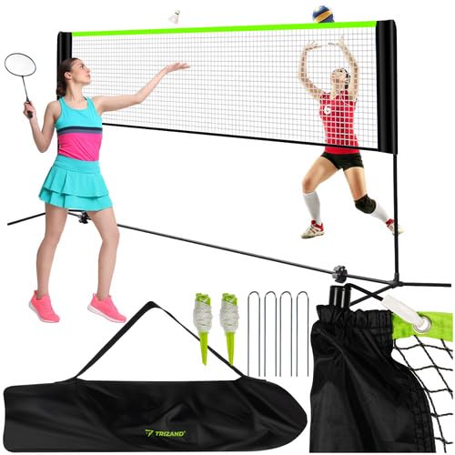 Rete da pallavolo Professionale badminton e tennis: rete con Pali Altezza regolabile altezza massima 255 cm rete Portatile per Bambini e Adulti Da beach volley, beach soccer, racchettoni, beach tennis