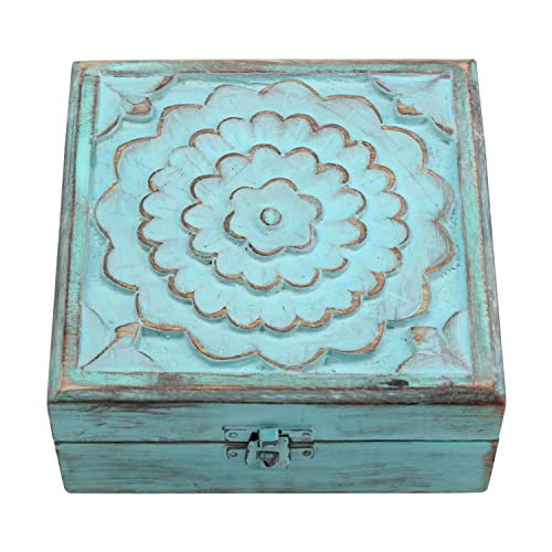 Stonebriar Vintage Worn Blue Floral Wooden Keepsake Box With Hinged Lid, Storage For Trinkets And Memorabilia, Decorative Jewelry Holder, Gift Idea For Birthdays, Christmas, Weddings, Or Any Occasion #TOP1