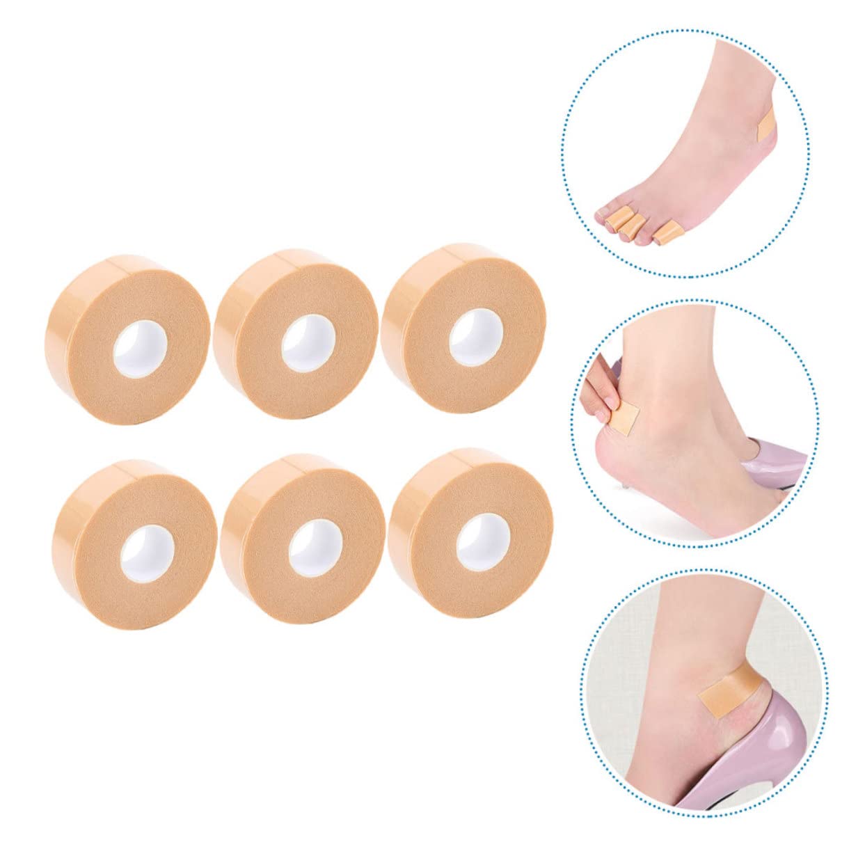 KOMBIUDA 24rollos Parches Para Talones y Dedos Preventivos De Ampollas De Protección Para Pies Parches De Gel Impermeables y Transpirables Para Uso Diario y Actividades Al Aire