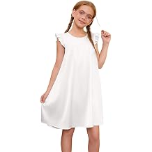 Jxstar Girls Nightgowns Toddler Pajamas Silk Satin Flutter Sleeve Princess Dress Nightie Sleepwear for Little Girls