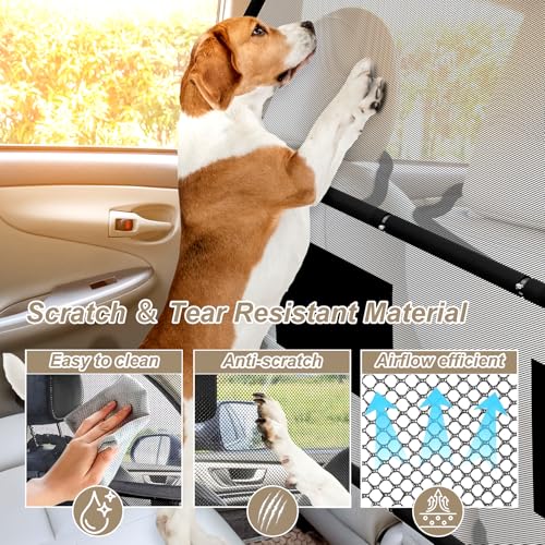 Hundegitter Auto, 127cm Breit Kofferraum Trenngitter für Rücksitz & Laderaum, Hundenetz Auto, Universal Kofferraum Trenngitter für Hunde, Metallrahmen, mit Durchsichtigem Maschennetz für LKW, SUV