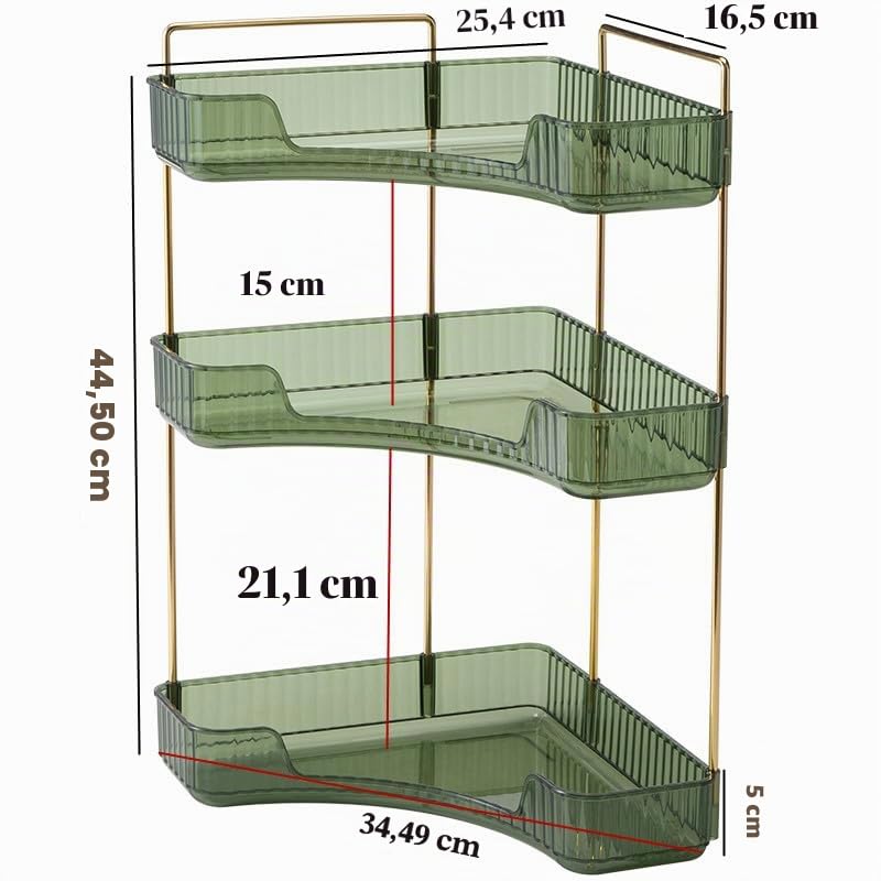 Organizador de Maquillaje, Organizador de Cosméticos, Organizador Perfume, Organizador de Bandeja de Cosméticos de Alta Capacidad para Baño (3 Capas, Verde)