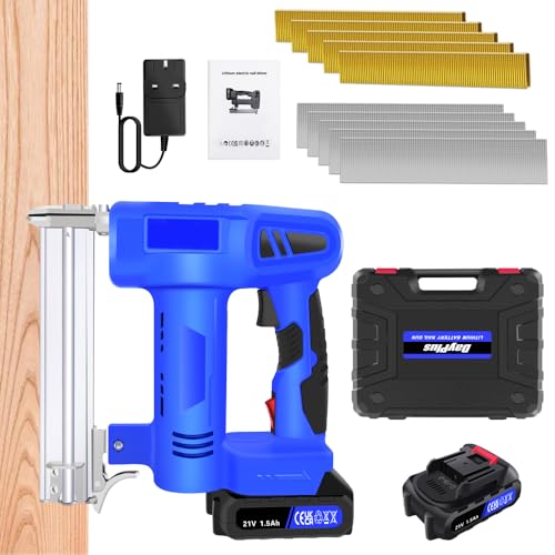 21V Cordless 18 Gauge Nail & Staple Gun 2 in 1 Brad Nailer Stapler Electric Staple Nail Gun with Lithium Battery & Charger, 500 Nails & 500 Staples, Electric Nailer for Woodworking Home Renovation DIY