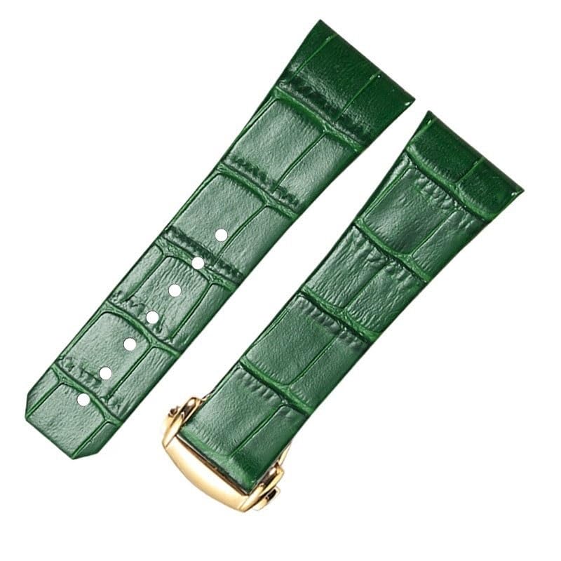 Bracelet montre concave Omega Constellation en cuir vert pour un style chic
