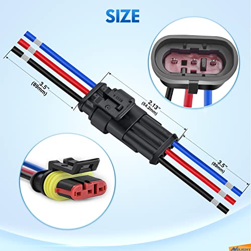 Image of Nilight 10 Pack 3Pin Electrical Wire Connectors Male and Female Plug Socket | Quick Disconnect Waterproof Harness Terminals for Automotive Cars Trucks Motorcycles Scooters