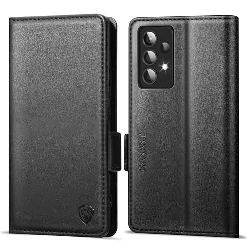 CASBST Handyhülle für Samsung Galaxy A52/A52s 4G/5G Hülle Premium Leder Schutzhülle Klappbar mit Kartenfach Ständer Magnet Handytasche mit RFID Flip Hülle Cover Klapphülle für Samsung A52/A52s Schwarz