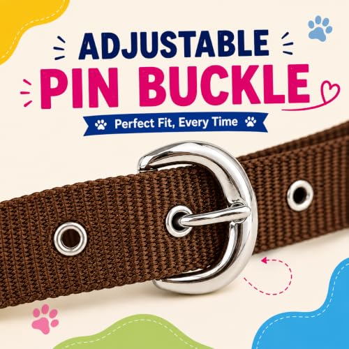Image of Nylon Customized Dog Neck Belt Collar with Name ID Tag, Soft Fur Padded Dog Collar | for 36-45 Kilograms Dogs (XL, Brown),10 Cm,5 Cm