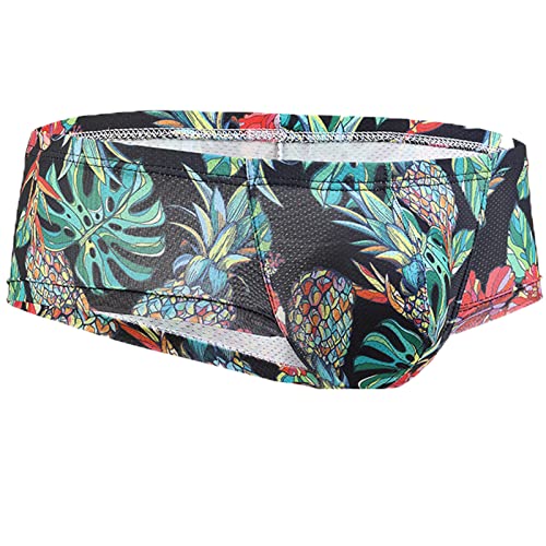 Mens Trunks Swimwear Fashion Hawaiian Print Boxer Briefs for Men Sexy Stretchy Underwear Boxers with Pouch2