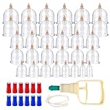 Schröpfgläser mit Vakuumpumpe, 32 PCS Traditionelle Chinesische Therapie Schröpfen Schröpfgläser Schröpfset Schröpfgläser für Gesicht und den ganzen Körper Selbstbehandlung Massage (32P)