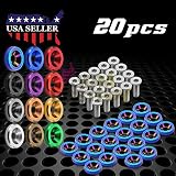 JDMBESTBOY 20pcs Red Billet Aluminum Fender Bumper Washer Bolt Engine Bay Screw Dress Up Kit JDM M6x