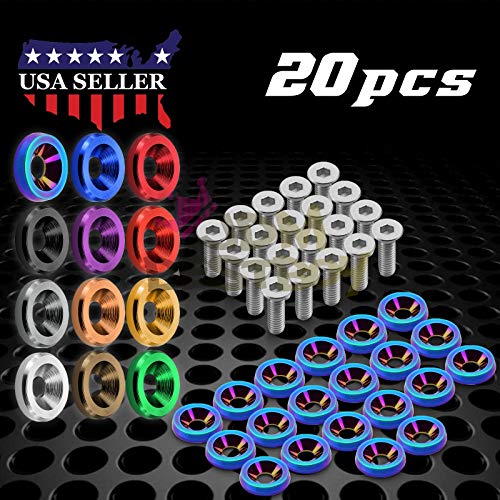 Jdmbestboy 20Pcs Red Billet Aluminum Fender Bumper Washer Bolt Engine Bay Screw Dress Up Kit Jdm M6X15Mm 6061 T6-Grade #TOP8