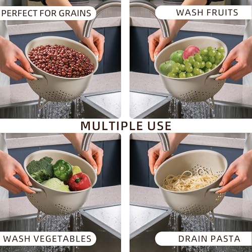 Befare 21 SAND YELLOW Metal Colander 5 Quart Powder Coated Self-Draining Metal Strainer thumb #5