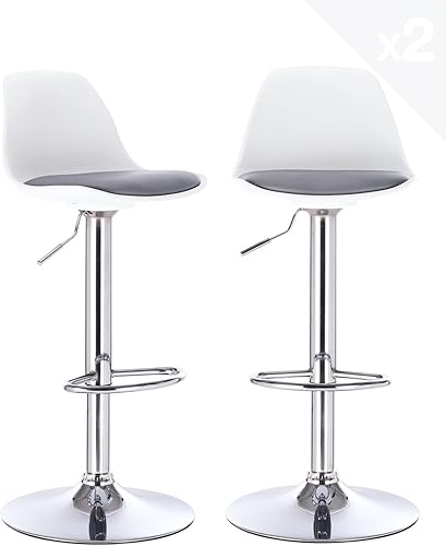 2 tabourets bar design blanc