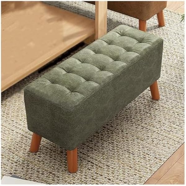 Koniec ławki przy łóżku Drzwi wejściowe Ławka na buty do domu Noszenie butów Stołek Długi stołek Odzież Przymierzalnia Sofa nocna Ławka do sypialni(Dark Green,60cm)