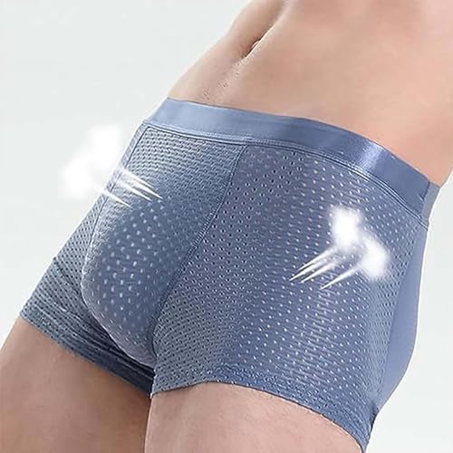 2 Pack Nylon Ice Silk Breathable Men's Butt Lift Underwear,Men's Mesh Padded Hip-Lifting Boxer Brief Enhancer Briefs3