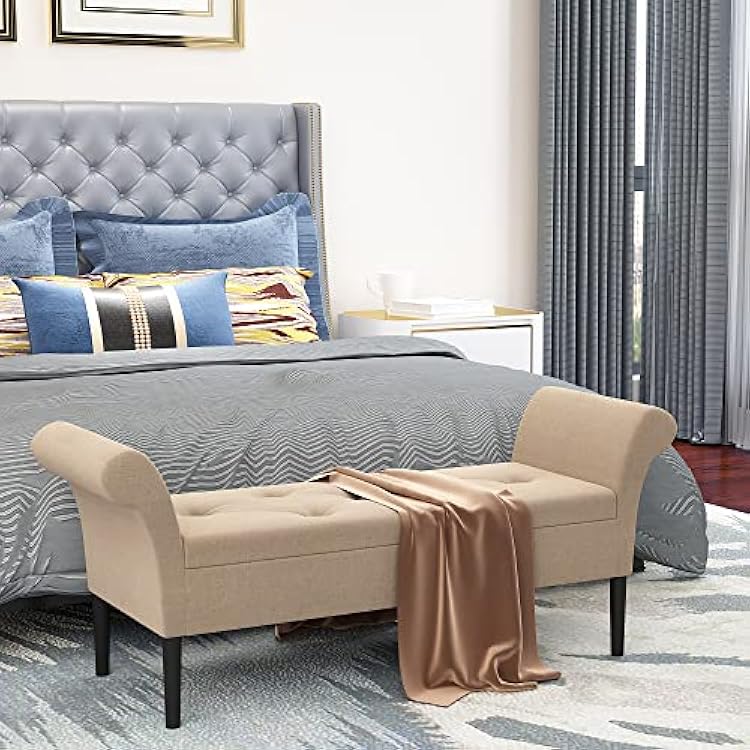 Annjoe Storage Ottoman Bench with Padded Seat Tan Nigeria Ubuy