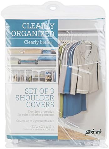 Clear Vinyl Shoulder Covers Closet Suit Protects Storage Home Decor Size: 12"H x 22"W x 2"D, (12 Shoulder Covers)