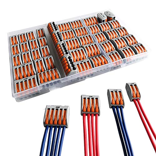 CESFONJER Conectores compactos de condutores, pacote de sortido de porcas de alavanca PCT-212/213/214/215 Premium, conector do cabo de impulso do cabo do bloco de terminais