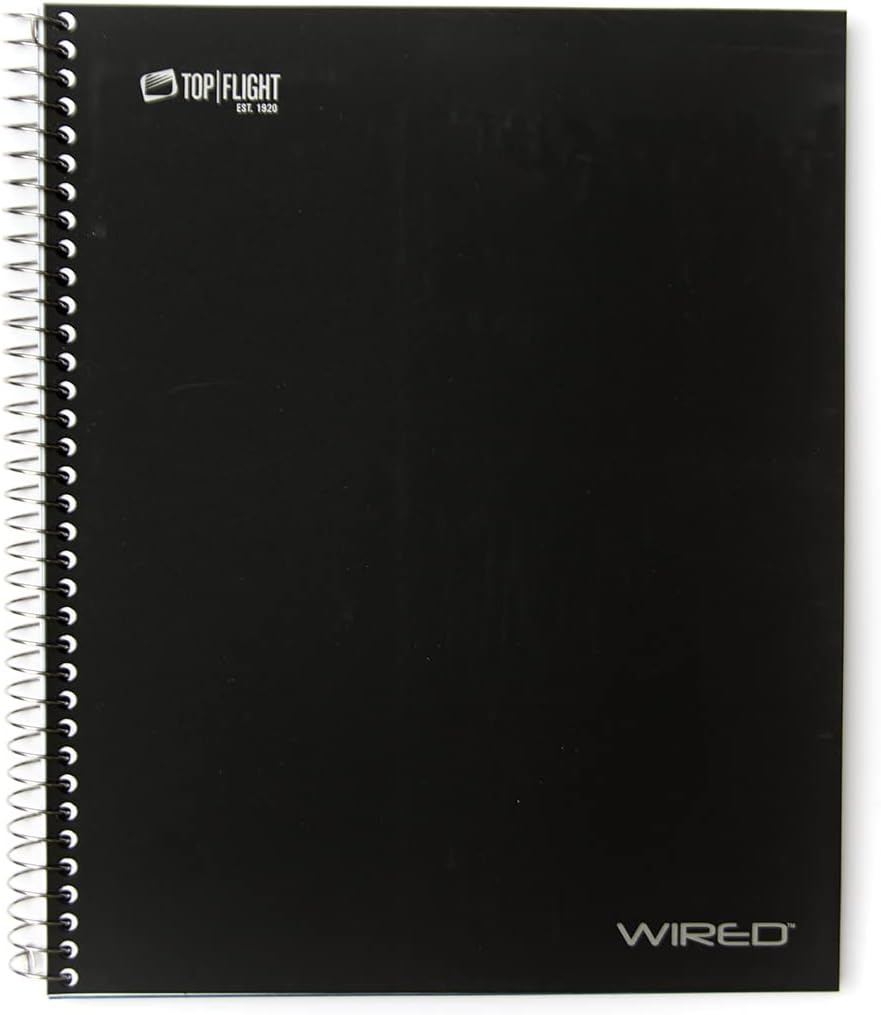 Top Flight Wired 3Subject Wirebound Notebook with 4