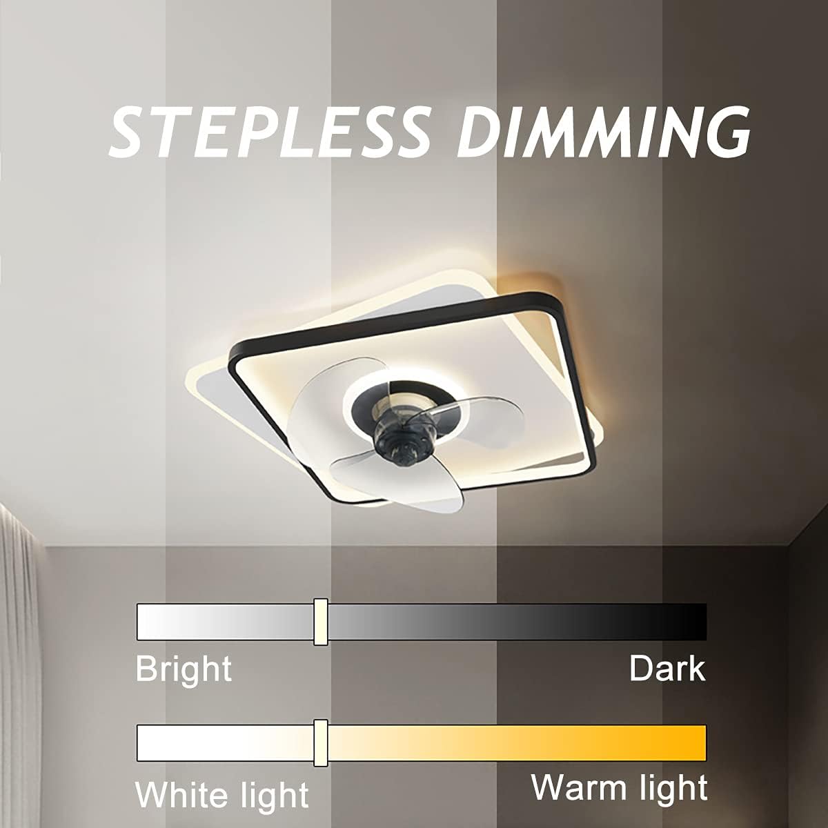 YUEGOO Ceiling Fans with Lights and Remote Ceiling Fans with Lamps,Silent in Lighting Ceiling Fan Light in Lighting Ceiling Fan Lighting Dimmable Fan Light Dimmable 3 Speeds Living Room