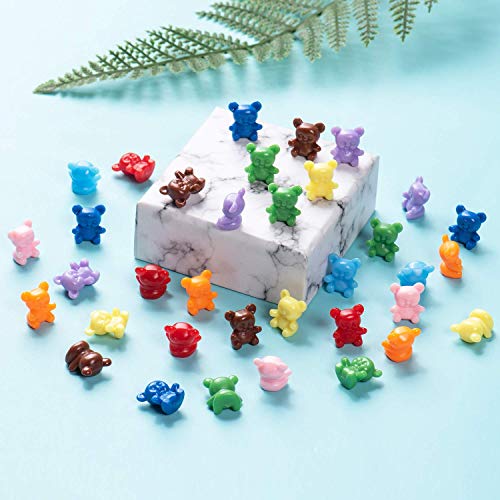 Image of XINHUIDALSQ 90 Pieces Colored Counting Bears 0.62 Inch Rainbow Counting Bears Set 9 Colors Mini Plastic Bear Math Manipulatives for Toddlers Suitable for Ages 3+ Kids