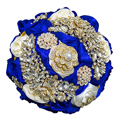 7 Inch Wedding Bouquet Satin Rose Bridal Holding Bridesmaid Gold