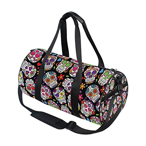 Day Of The Dead Sugar Skull Travel Duffle Bag Sports Luggage With Backpack Tote Gym Bag For Man And Women #TOP3