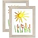 Americanflat Kids Art Frame in Driftwood - Set of 2 - 8.5x11 Frame with Mat and 10x12.5 Without Mat - Front Opening Kids Artwork Frames Changeable Display - Frames for Kids Artwork Holds 100 Pieces