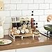 SONGMICS Display Risers, Set of 2 Bamboo Perfume Organizer Stand, 3 Tier Cupcake Stand Holder, Spice Rack, Shelf Risers for Figures, Dessert Shelves for Party, Cloud White and Natural Beige UKCS016N02