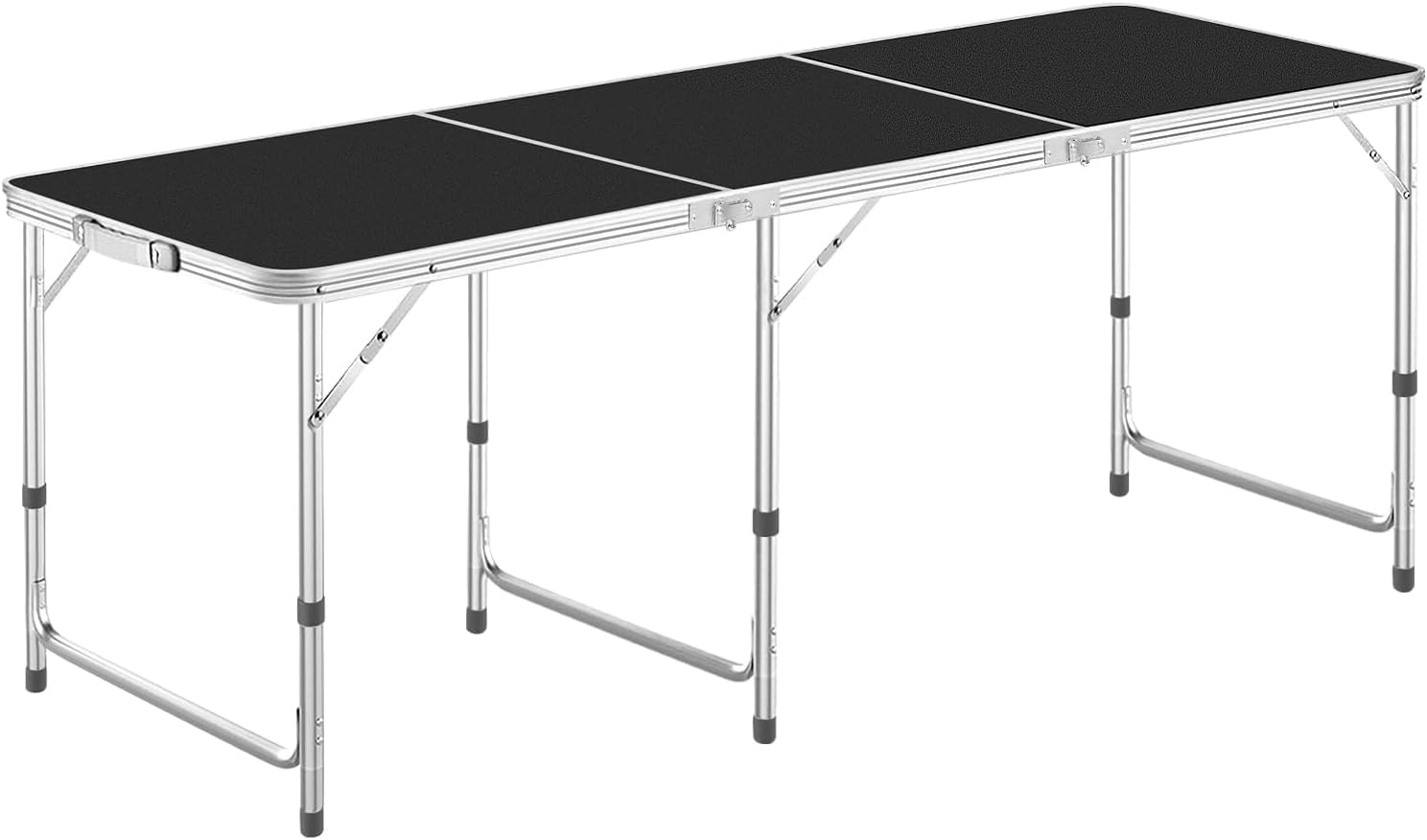 キャンプテーブル アウトドア テーブル 折りたたみ 180CM 3段階高さ調整可能 ピクニック レジャー キャンプ用 折畳み コンパクト 収納 簡単組立 (ブラック)