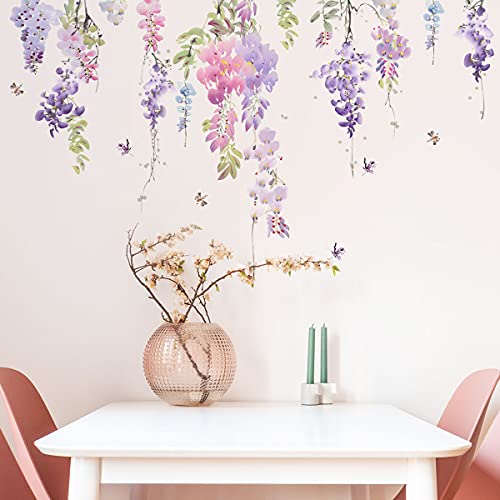 Runtoo Vinilo Decorativo Floral Morado para Pared miniatura 2