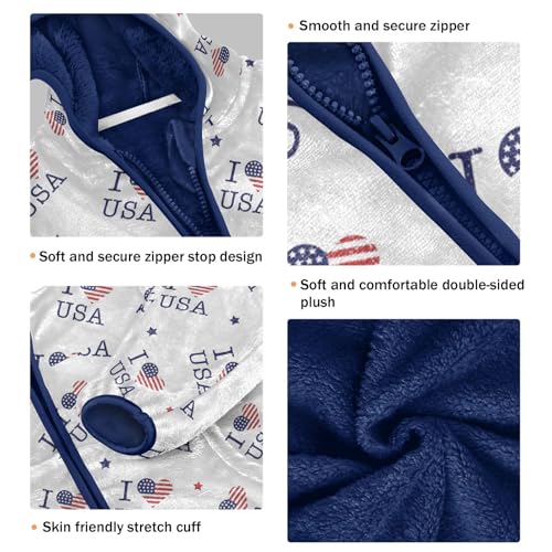 United States Flag with Texture Girls Fleece Jacket Girls Fall Jacket Girls Zip Up Hoodie Girls Sherpa Jacket 2-10T3