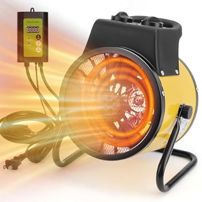 Greenhouse Heater with Thermostat - Fast Heating, Grow Tent Heater, Greenhouse Fan, Portable Outdoor Heater for Green House, Grow Tent, Flower Room, Overheat Protection (Yellow)