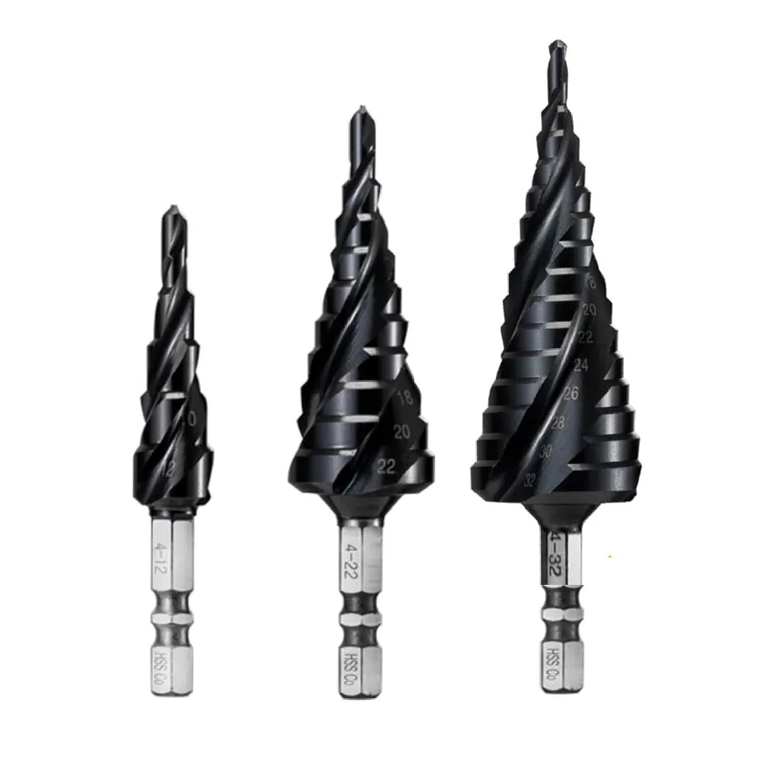 M35 Coated Step Drill Bit for Stainless Steel Hard Metal HSS-Co 3 Flutes Woodworking Drill 1Pcs(4-32)