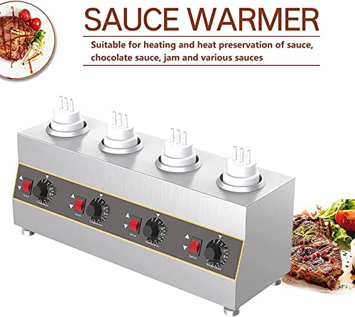 Ansnal Commercial Sauce Heating Machine,Electric Food Sauce Warmer Heater Jam Heat Preservation Machine Chocolate Electric Water Heater Stainless Steel,4 Grids #TOP1