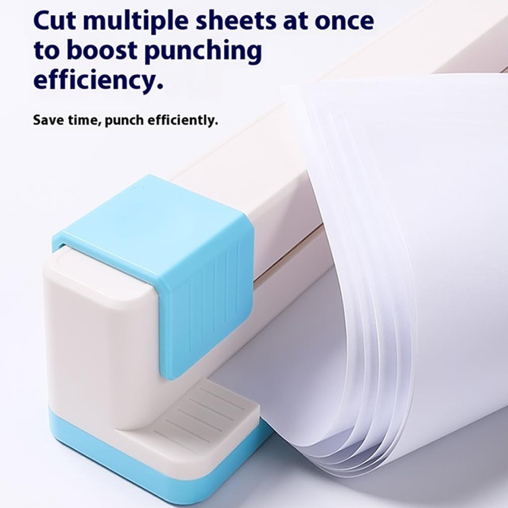Perforadora manual de 30 agujeros, máquina perforadora de papel con parte inferior antideslizante, suministros escolares y oficina, profesional, azul