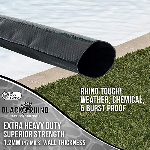 U.s. Pool Supply Black Rhino 2" X 100' Pool Backwash Hose With Hose Clamp - Extra Heavy Duty Superior Strength, Thick 1.2Mm (47 Mils) - Weather Burst Resistant - Drain Clean Swimming Pools And Filters #TOP4