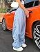Shebote Womens Parachute Pants Wide Leg Baggy Y2K Elastic Waist Jogger Sweatpants Track Pants Streetwear(0046-LightBlue-M)
