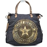 1 Tasche mit Reißverschluss Vain Secrets Sternen Shopper Damen Handtasche mit Schulterriemen (Schwarz M2)